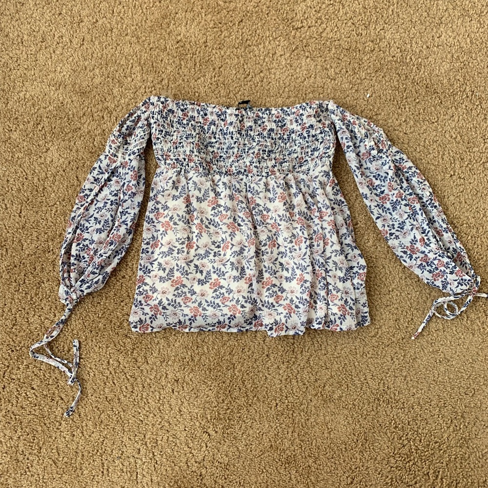 american eagle off the shoulder floral top